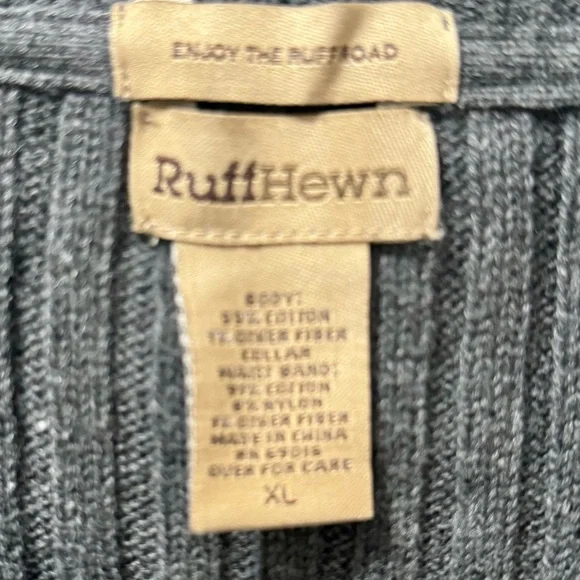 Ruff Hewn Grey Sweater, Long Sleeve, Top half buttons, Women's Size XL - Picture 2 of 3
